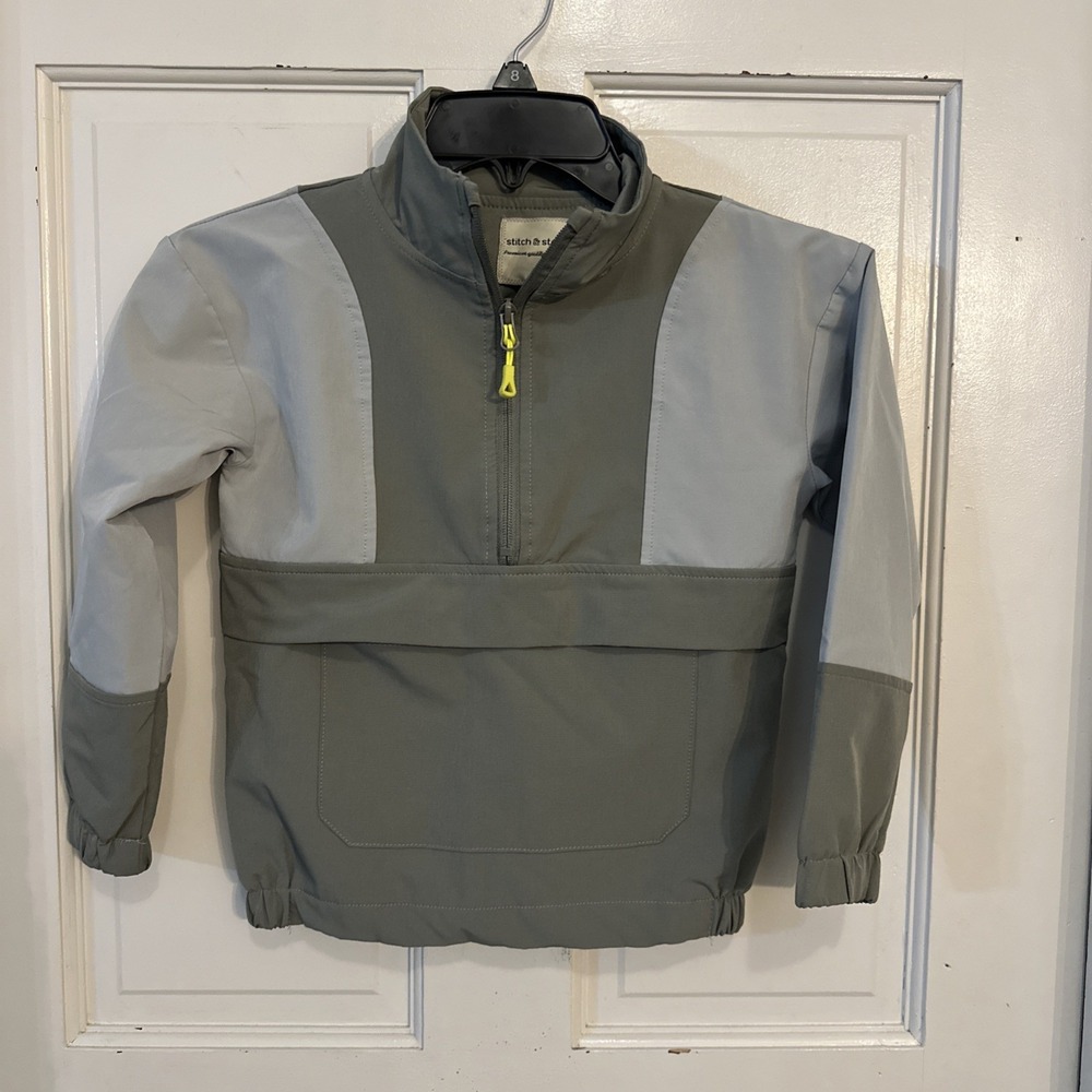 Stitch & Stone Kids Color‎ Block Pullover 1/2 Zip Jacket Size 6, Gray Tones